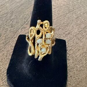 Gold Tone and Opal Cocktail Ring